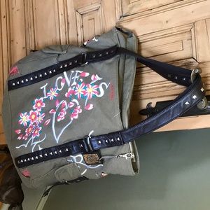 Ed Hardy heavy canvas shoulder bag